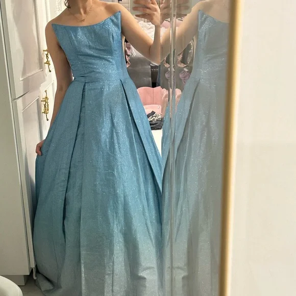 NWT Jovani Sparkling Blue Ballgown Dress - Picture 1 of 4